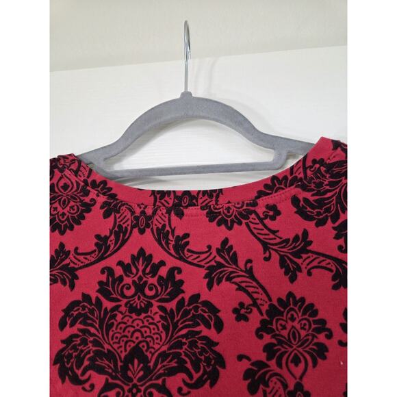 Soma Red Black Paisley Print Cotton Modal Stretch Sleepshirt Pajamas, Size Large - Picture 11 of 14